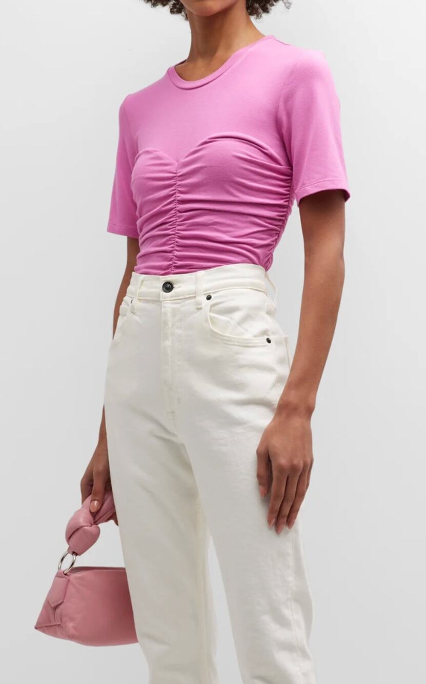 NEW JONATHAN SIMKHAI tansy jersey top in opera pink SMALL